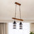 Brown 2/3-Bulb Island Lighting Ideas Nautical Clear Glass Cylinder Cluster Pendant with Wood Design 2 Brown Clearhalo 'Ceiling Lights' 'Island Lights' Lighting' 1636950
