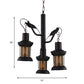 Factory Kerosene Lamp Drop Pendant 3 Heads Clear Glass Tree Design Ceiling Chandelier in Black Clearhalo 'Cast Iron' 'Ceiling Lights' 'Chandeliers' 'Industrial Chandeliers' 'Industrial' 'Metal' 'Middle Century Chandeliers' 'Rustic Chandeliers' 'Tiffany' Lighting' 1636958
