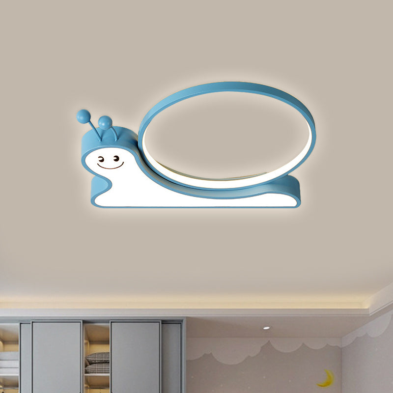 Acrylic Snail Design Flush Light Fixture Cartoon Pink/Blue LED Ceiling Mounted Lamp in Warm/White Light Clearhalo 'Ceiling Lights' 'Close To Ceiling Lights' 'Close to ceiling' 'Flush mount' Lighting' 1636965