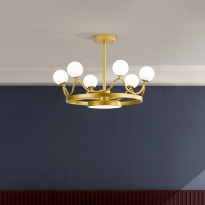 6 Heads Nursery Room Chandelier Light Fixture Modern Gold Hanging Ceiling Light with Linear Metal Design Gold Clearhalo 'Ceiling Lights' 'Close To Ceiling Lights' 'Close to ceiling' 'Semi-flushmount' Lighting' 1636967