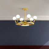 6 Heads Nursery Room Chandelier Light Fixture Modern Gold Hanging Ceiling Light with Linear Metal Design Gold Clearhalo 'Ceiling Lights' 'Close To Ceiling Lights' 'Close to ceiling' 'Semi-flushmount' Lighting' 1636967