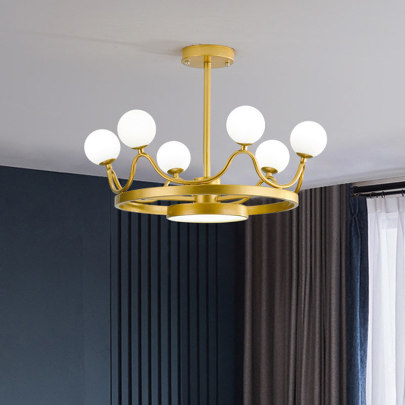 6 Heads Nursery Room Chandelier Light Fixture Modern Gold Hanging Ceiling Light with Linear Metal Design Clearhalo 'Ceiling Lights' 'Close To Ceiling Lights' 'Close to ceiling' 'Semi-flushmount' Lighting' 1636968