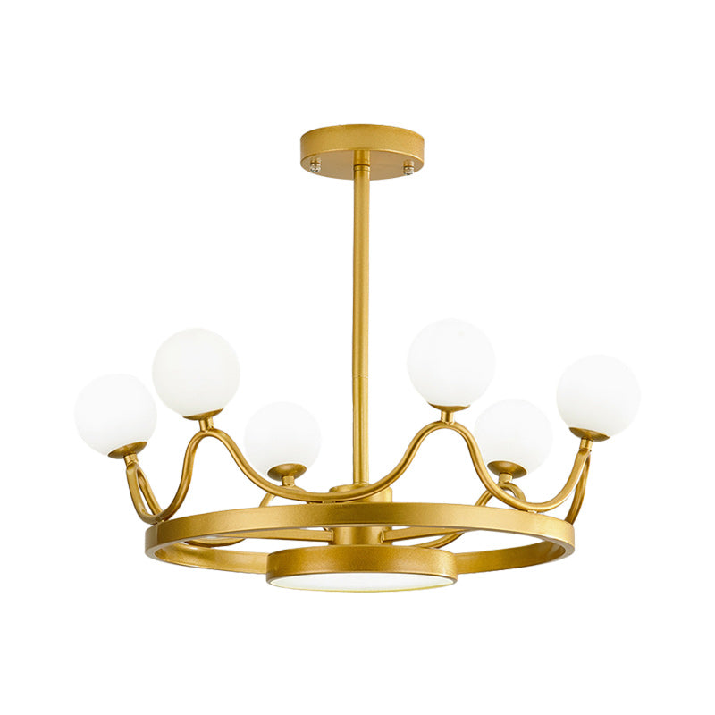 6 Heads Nursery Room Chandelier Light Fixture Modern Gold Hanging Ceiling Light with Linear Metal Design Clearhalo 'Ceiling Lights' 'Close To Ceiling Lights' 'Close to ceiling' 'Semi-flushmount' Lighting' 1636969
