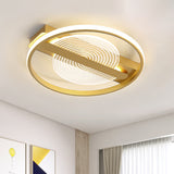 Metal Round Flush Mount Lamp Contemporary 16.5"/20.5" Wide LED Gold Ceiling Lighting in Warm/White Light - Gold - Clearhalo - 'Ceiling Lights' - 'Close To Ceiling Lights' - 'Close to ceiling' - 'Flush mount' - Lighting' - 1636971