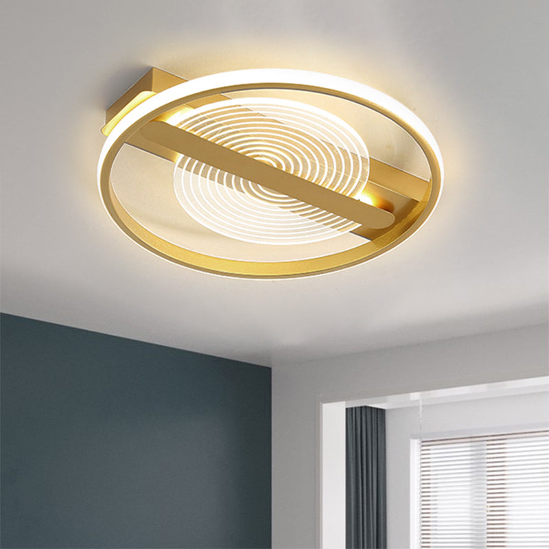 Metal Round Flush Mount Lamp Contemporary 16.5"/20.5" Wide LED Gold Ceiling Lighting in Warm/White Light - Clearhalo - 'Ceiling Lights' - 'Close To Ceiling Lights' - 'Close to ceiling' - 'Flush mount' - Lighting' - 1636972