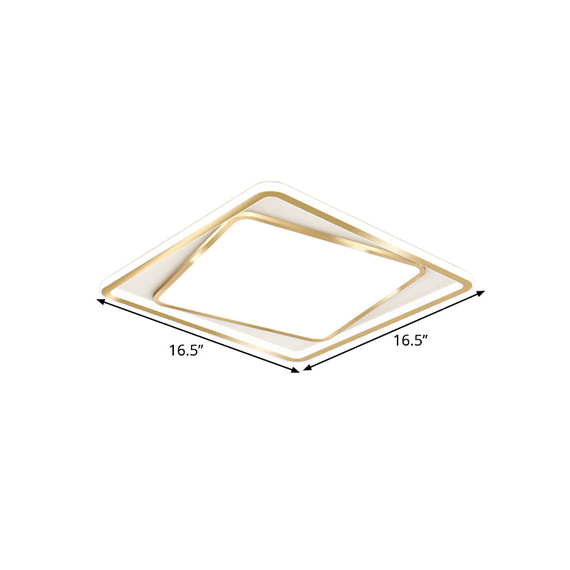 Overlap Square Ceiling Lighting Minimalism Metal 16.5"/20.5" Wide LED Gold Flush Mount Lamp (The customization will be 7 days)