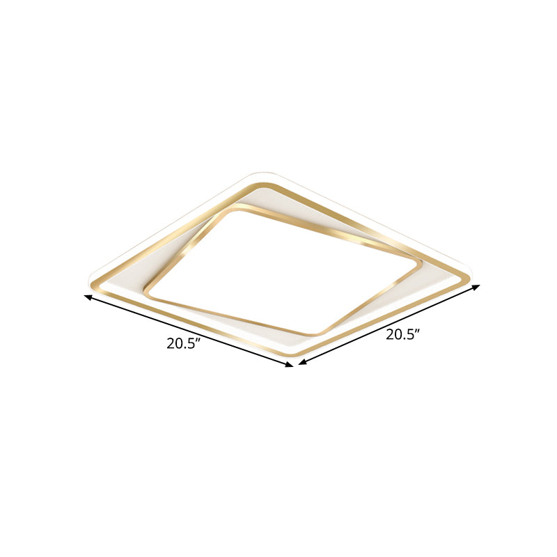 Overlap Square Ceiling Lighting Minimalism Metal 16.5"/20.5" Wide LED Gold Flush Mount Lamp (The customization will be 7 days)