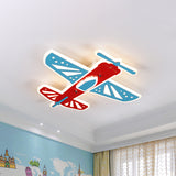 Plane Shape Boy Room Flush Ceiling Light Acrylic Simplicity LED Ceiling Flush Mount in Red and Blue - Red-Blue - Clearhalo - 'Ceiling Lights' - 'Close To Ceiling Lights' - 'Close to ceiling' - 'Flush mount' - Lighting' - 1637051