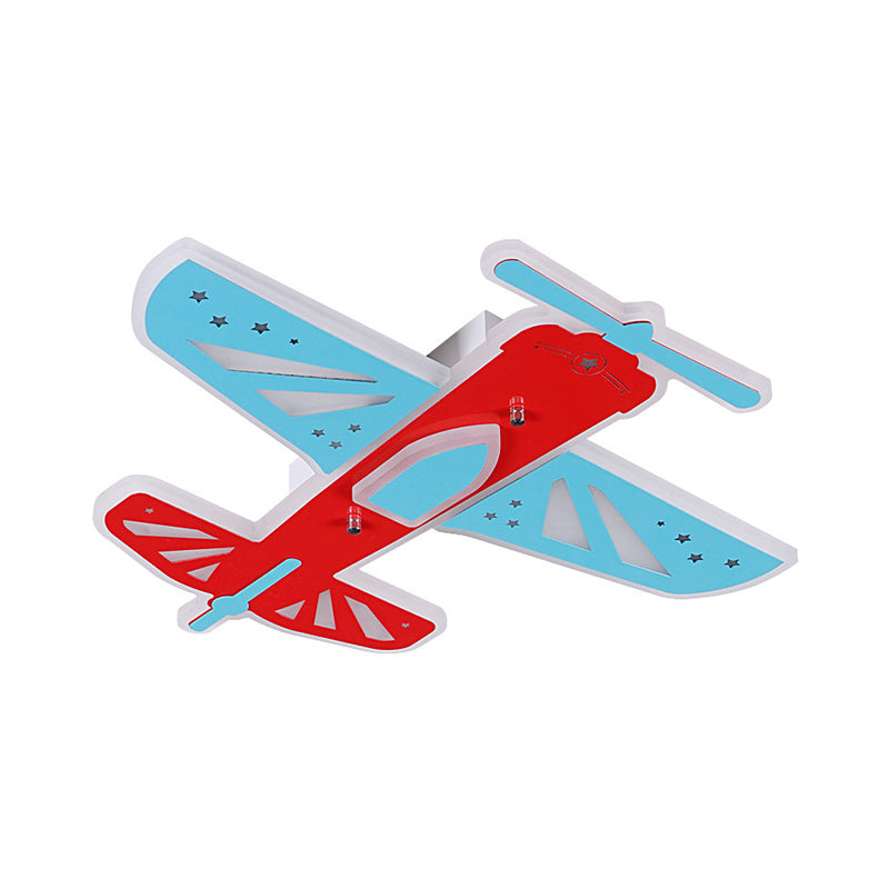 Plane Shape Boy Room Flush Ceiling Light Acrylic Simplicity LED Ceiling Flush Mount in Red and Blue - Clearhalo - 'Ceiling Lights' - 'Close To Ceiling Lights' - 'Close to ceiling' - 'Flush mount' - Lighting' - 1637053