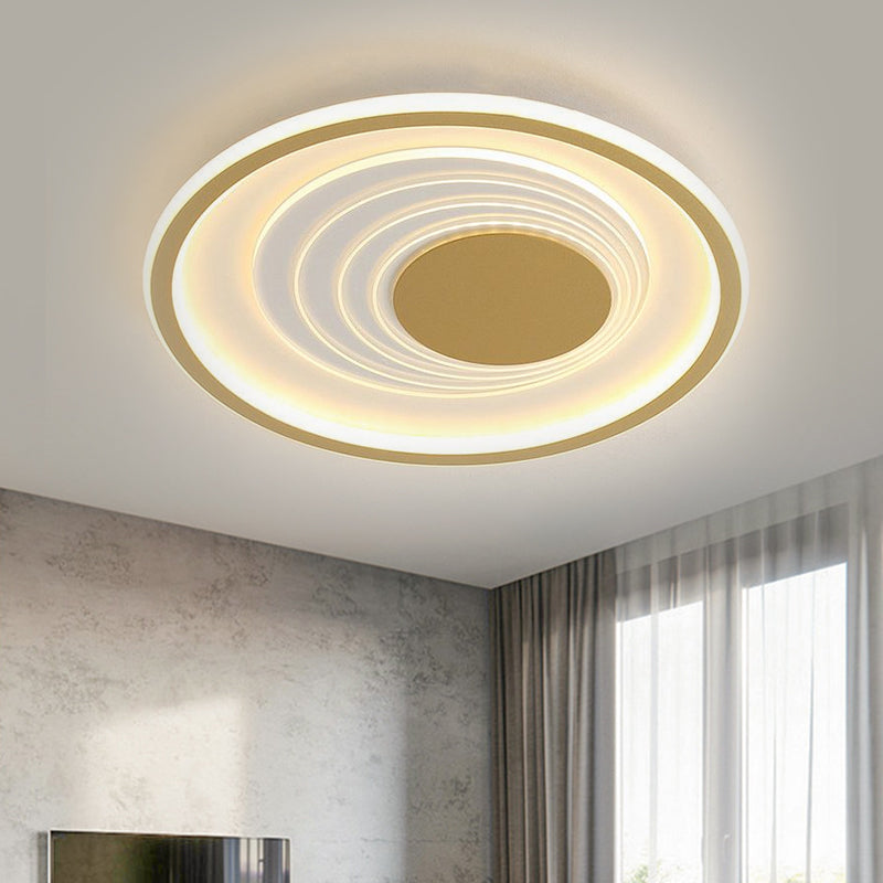 Planetary Orbit Flush Lamp Minimalism Metal Black/Gold LED Ceiling Fixture in Warm/White Light, 16"/19.5" Width - Gold - Clearhalo - 'Ceiling Lights' - 'Close To Ceiling Lights' - 'Close to ceiling' - 'Flush mount' - Lighting' - 1637064