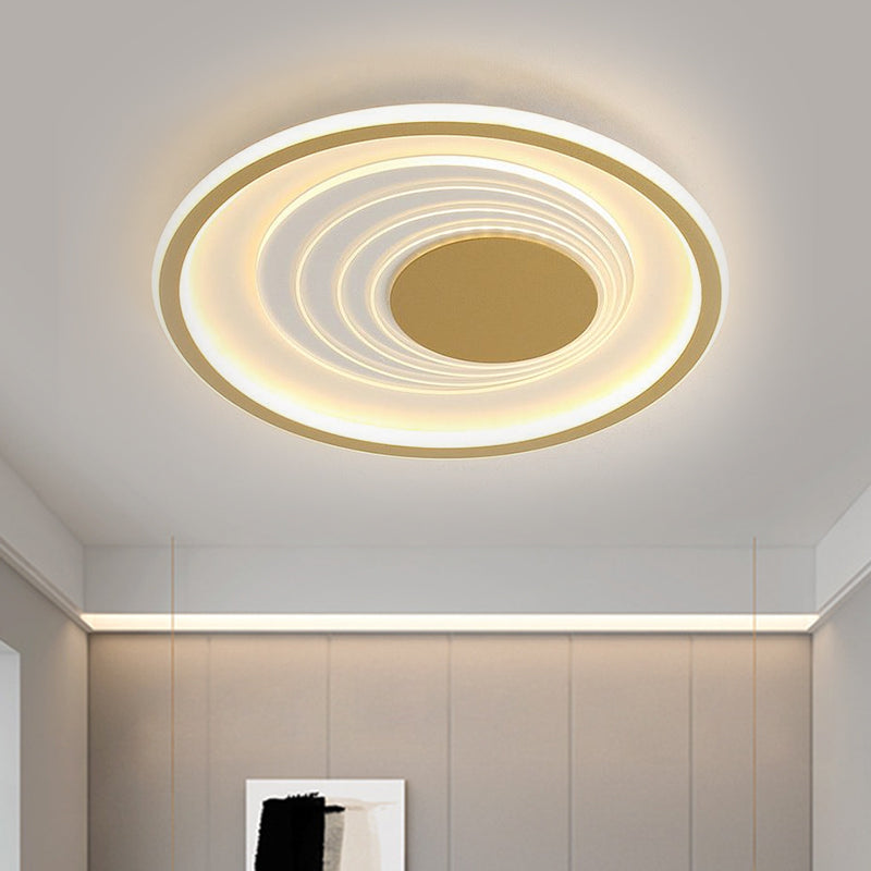 Planetary Orbit Flush Lamp Minimalism Metal Black/Gold LED Ceiling Fixture in Warm/White Light, 16"/19.5" Width - Clearhalo - 'Ceiling Lights' - 'Close To Ceiling Lights' - 'Close to ceiling' - 'Flush mount' - Lighting' - 1637065