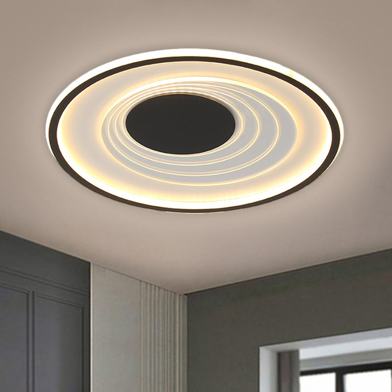 Planetary Orbit Flush Lamp Minimalism Metal Black/Gold LED Ceiling Fixture in Warm/White Light, 16"/19.5" Width - Black - Clearhalo - 'Ceiling Lights' - 'Close To Ceiling Lights' - 'Close to ceiling' - 'Flush mount' - Lighting' - 1637069