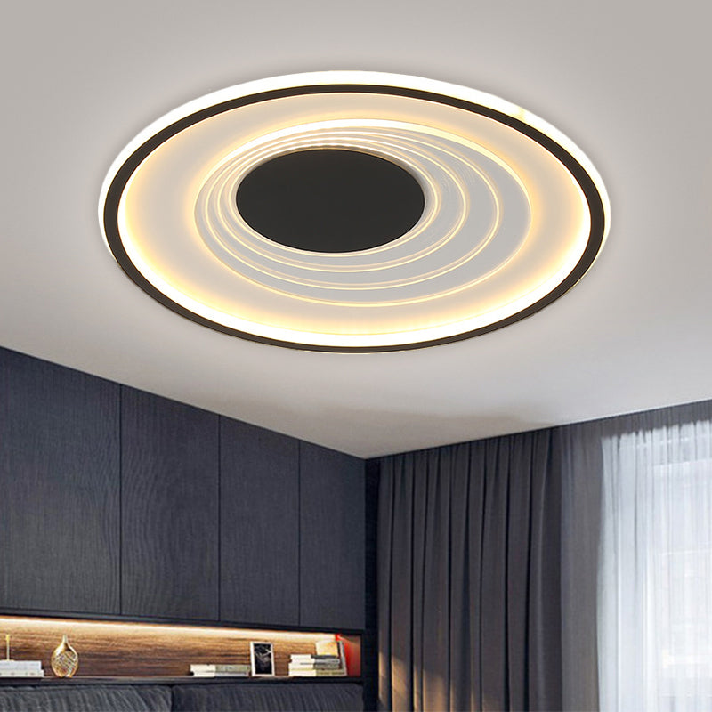 Planetary Orbit Flush Lamp Minimalism Metal Black/Gold LED Ceiling Fixture in Warm/White Light, 16"/19.5" Width - Clearhalo - 'Ceiling Lights' - 'Close To Ceiling Lights' - 'Close to ceiling' - 'Flush mount' - Lighting' - 1637070