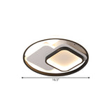 Black Circle and Square Flush Mount Nordic LED Aluminum Ceiling Fixture in Warm/White Light, 16.5"/20.5" W - Clearhalo - 'Ceiling Lights' - 'Close To Ceiling Lights' - 'Close to ceiling' - 'Flush mount' - Lighting' - 1637082