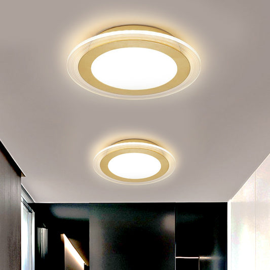 Gold Round Panel Ceiling Light Simplicity LED Iron Flush Mount Lighting for Corridor Clearhalo 'Ceiling Lights' 'Close To Ceiling Lights' 'Close to ceiling' 'Flush mount' Lighting' 1637085