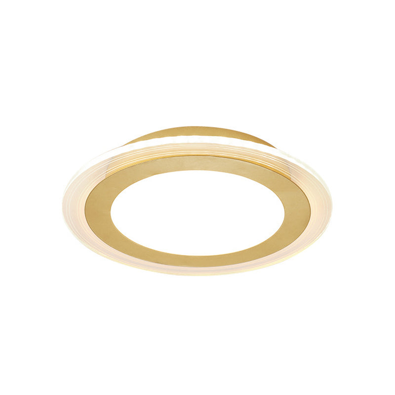 Gold Round Panel Ceiling Light Simplicity LED Iron Flush Mount Lighting for Corridor Clearhalo 'Ceiling Lights' 'Close To Ceiling Lights' 'Close to ceiling' 'Flush mount' Lighting' 1637086