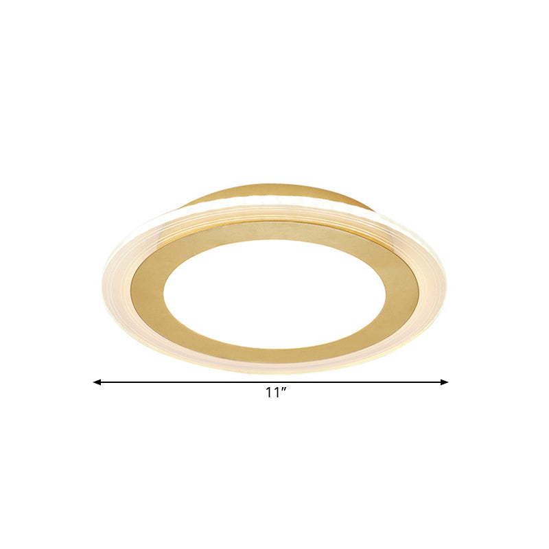 Gold Round Panel Ceiling Light Simplicity LED Iron Flush Mount Lighting for Corridor Clearhalo 'Ceiling Lights' 'Close To Ceiling Lights' 'Close to ceiling' 'Flush mount' Lighting' 1637087