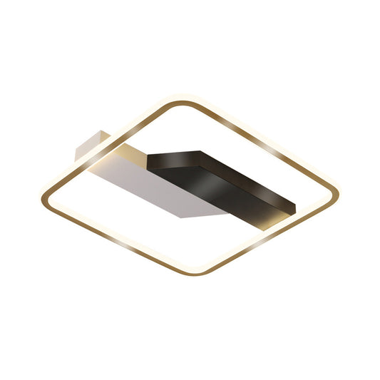 Square and Bar Flush Mount Contemporary Metallic LED Gold Ceiling Lamp Fixture in Warm/White Light, 18"/21.5" Width Clearhalo 'Ceiling Lights' 'Close To Ceiling Lights' 'Close to ceiling' 'Flush mount' Lighting' 1637090