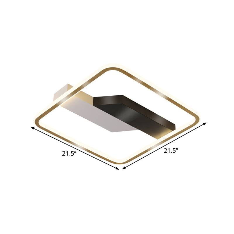 Square and Bar Flush Mount Contemporary Metallic LED Gold Ceiling Lamp Fixture in Warm/White Light, 18"/21.5" Width Clearhalo 'Ceiling Lights' 'Close To Ceiling Lights' 'Close to ceiling' 'Flush mount' Lighting' 1637092