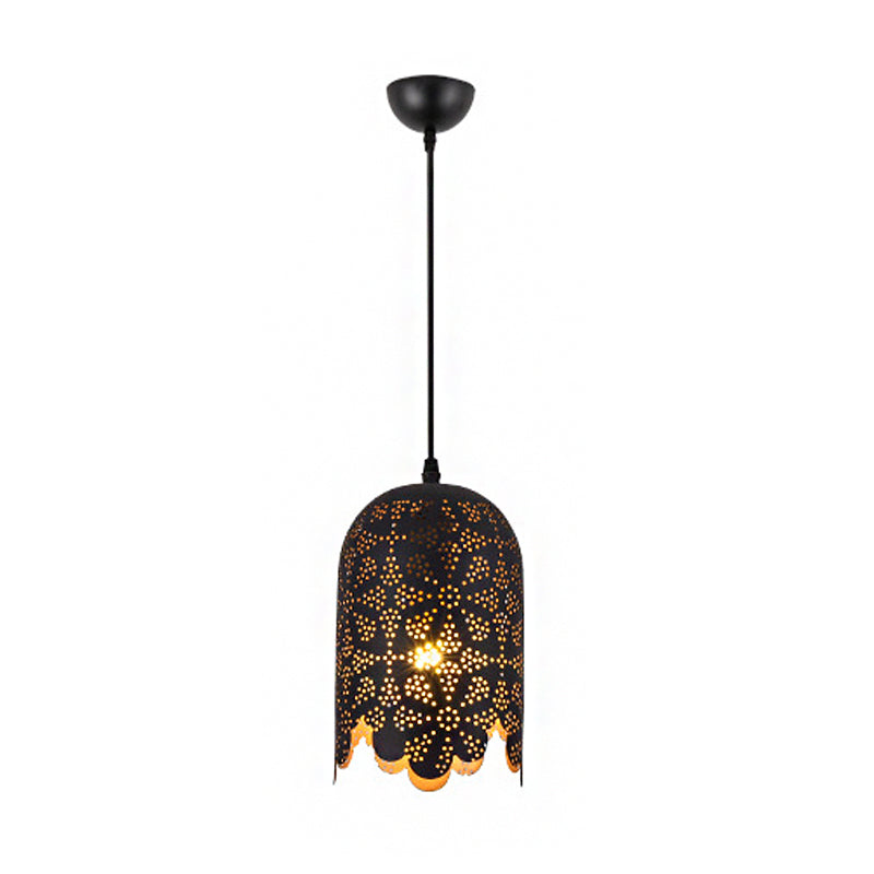 Metallic Black Ceiling Light Cylinder/Oval 1 Head Warehouse Patterned Pendant Lamp Kit for Restaurant Clearhalo 'Art Deco Pendants' 'Black' 'Cast Iron' 'Ceiling Lights' 'Ceramic' 'Crystal' 'Industrial Pendants' 'Industrial' 'Metal' 'Middle Century Pendants' 'Pendant Lights' 'Pendants' 'Rustic Pendants' 'Tiffany' Lighting' 1637105