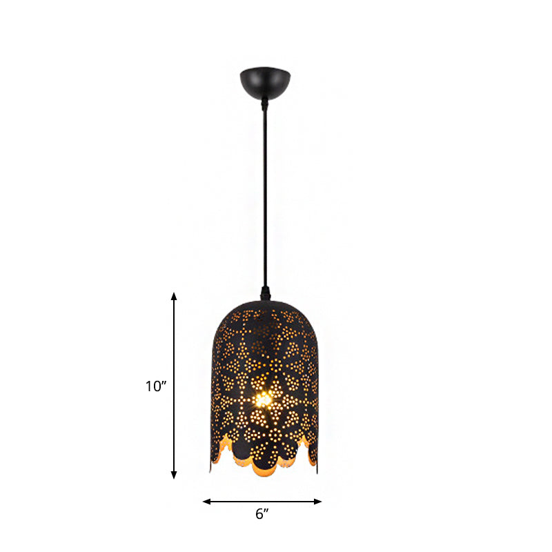 Metallic Black Ceiling Light Cylinder/Oval 1 Head Warehouse Patterned Pendant Lamp Kit for Restaurant Clearhalo 'Art Deco Pendants' 'Black' 'Cast Iron' 'Ceiling Lights' 'Ceramic' 'Crystal' 'Industrial Pendants' 'Industrial' 'Metal' 'Middle Century Pendants' 'Pendant Lights' 'Pendants' 'Rustic Pendants' 'Tiffany' Lighting' 1637106