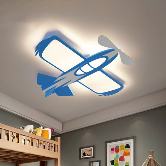 Modern Airplane Figure Flush Mount Light Metallic Nursery Room LED Flush Ceiling Lamp in Blue Clearhalo 'Ceiling Lights' 'Close To Ceiling Lights' 'Close to ceiling' 'Flush mount' Lighting' 1637128