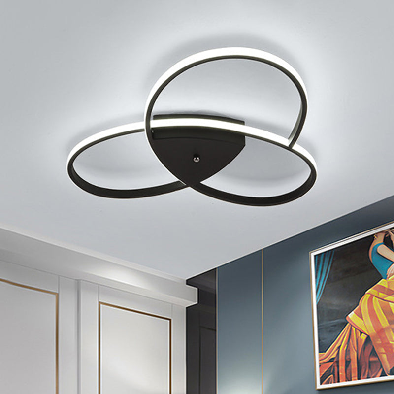 19"/25.5" W Modern Oval Ceiling Flush Metallic LED Bedroom Semi Flush Mount Lighting in Black/Gold, Warm/White Light Black Clearhalo 'Ceiling Lights' 'Close To Ceiling Lights' 'Close to ceiling' 'Semi-flushmount' Lighting' 1637139