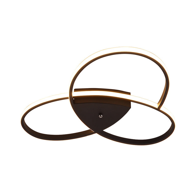 19"/25.5" W Modern Oval Ceiling Flush Metallic LED Bedroom Semi Flush Mount Lighting in Black/Gold, Warm/White Light Clearhalo 'Ceiling Lights' 'Close To Ceiling Lights' 'Close to ceiling' 'Semi-flushmount' Lighting' 1637141