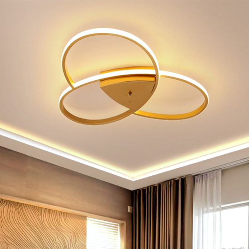 19"/25.5" W Modern Oval Ceiling Flush Metallic LED Bedroom Semi Flush Mount Lighting in Black/Gold, Warm/White Light Clearhalo 'Ceiling Lights' 'Close To Ceiling Lights' 'Close to ceiling' 'Semi-flushmount' Lighting' 1637146