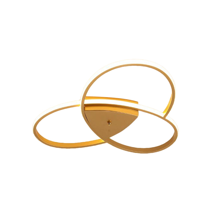 19"/25.5" W Modern Oval Ceiling Flush Metallic LED Bedroom Semi Flush Mount Lighting in Black/Gold, Warm/White Light Clearhalo 'Ceiling Lights' 'Close To Ceiling Lights' 'Close to ceiling' 'Semi-flushmount' Lighting' 1637147