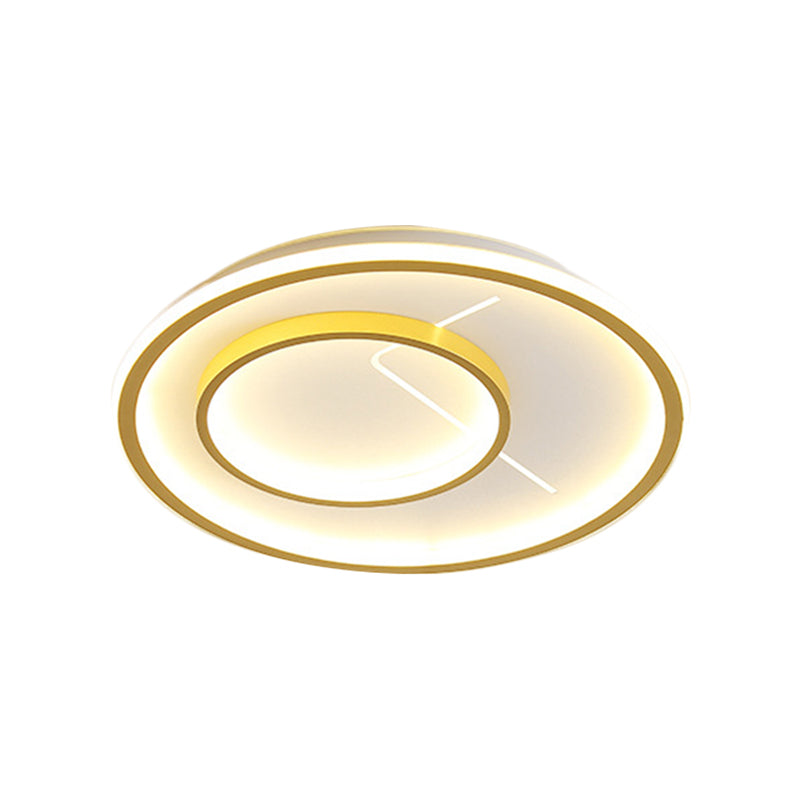 2-Ring Flush Mount Fixture Nordic Style Metal LED Gold Ceiling Flush in Warm/White Light for Bedroom Clearhalo 'Ceiling Lights' 'Close To Ceiling Lights' 'Close to ceiling' 'Flush mount' Lighting' 1637150