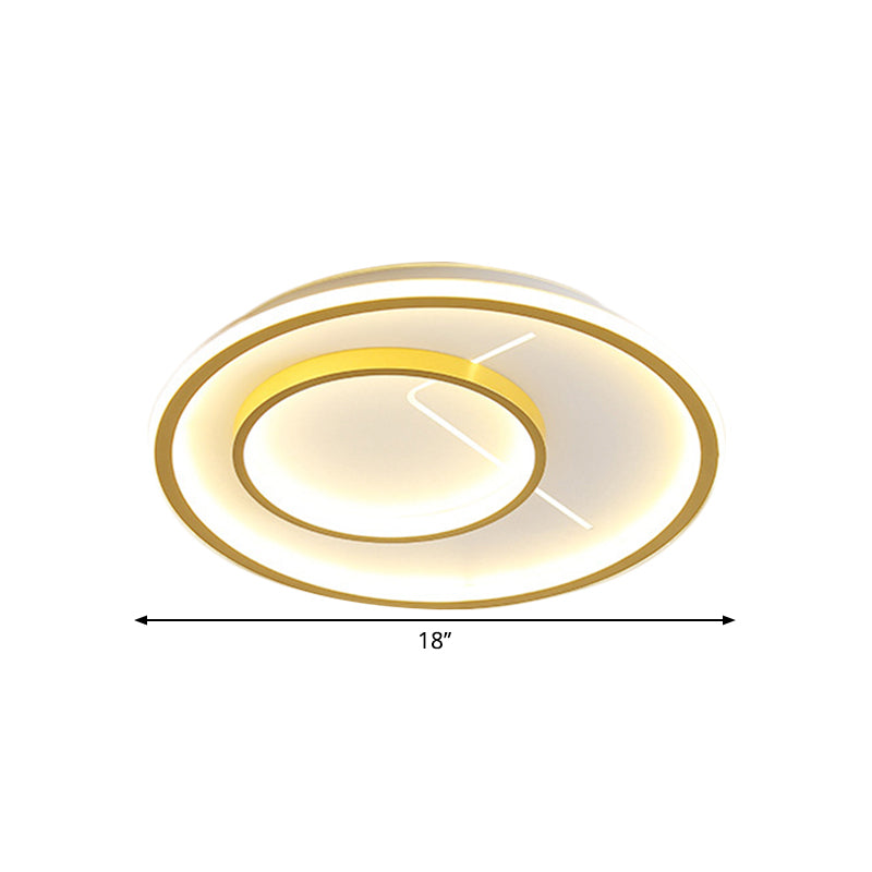 2-Ring Flush Mount Fixture Nordic Style Metal LED Gold Ceiling Flush in Warm/White Light for Bedroom Clearhalo 'Ceiling Lights' 'Close To Ceiling Lights' 'Close to ceiling' 'Flush mount' Lighting' 1637151