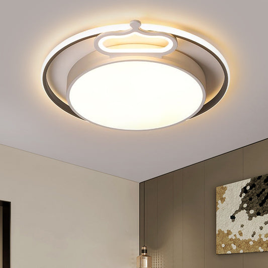 Black/White Slim Drum Ceiling Lamp Nordic Style LED Metal Flush Mount Fixture in Warm/White Light, 16.5"/20.5" Width Clearhalo 'Ceiling Lights' 'Close To Ceiling Lights' 'Close to ceiling' 'Flush mount' Lighting' 1637164