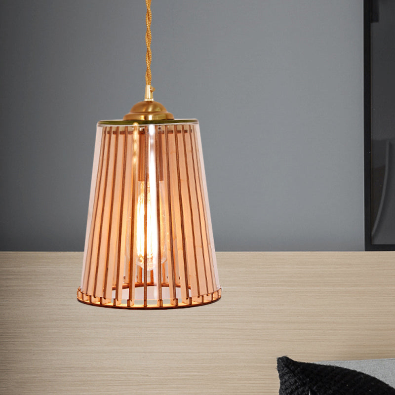 Gold Single Light Pendulum Lamp Farmhouse Amber Glass Cone/Barrel Stranded Rope Down Lighting Pendant Clearhalo 'Ceiling Lights' 'Chandeliers' 'Glass shade' 'Glass' 'Industrial Pendants' 'Industrial' 'Middle Century Pendants' 'Pendant Lights' 'Pendants' 'Tiffany' Lighting' 1637265