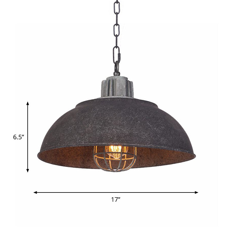 Black Single Head Suspension Lamp Vintage Metal Bowl Pendant Light Fixture with Oval Cage Shade Clearhalo 'Art Deco Pendants' 'Black' 'Cast Iron' 'Ceiling Lights' 'Ceramic' 'Crystal' 'Industrial Pendants' 'Industrial' 'Metal' 'Middle Century Pendants' 'Pendant Lights' 'Pendants' 'Rustic Pendants' 'Tiffany' Lighting' 1637276