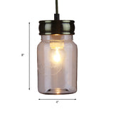 One-Light Jar-Shaped Ceiling Pendant Light Vintage Black Clear Glass Hanging Lamp for Indoor Clearhalo 'Ceiling Lights' 'Glass shade' 'Glass' 'Industrial Pendants' 'Industrial' 'Middle Century Pendants' 'Pendant Lights' 'Pendants' 'Tiffany' Lighting' 163727