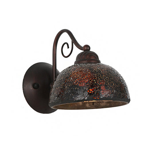 Antique Dome Shape Sconce Lamp Single Bulb Metal Curvy Arm Wall Lighting Idea in Rust Clearhalo 'Art deco wall lights' 'Cast Iron' 'Glass' 'Industrial wall lights' 'Industrial' 'Middle century wall lights' 'Modern' 'Rustic wall lights' 'Tiffany' 'Traditional wall lights' 'Wall Lamps & Sconces' 'Wall Lights' Lighting' 1637283