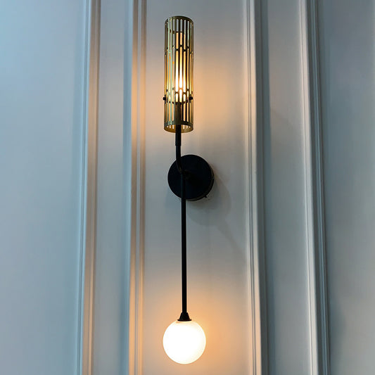 Frosted Glass Black Sconce Lamp Global 2-Head Traditional Wall Lighting Idea with Tube Frame Design Black Clearhalo 'Art deco wall lights' 'Cast Iron' 'Glass' 'Industrial wall lights' 'Industrial' 'Middle century wall lights' 'Modern' 'Rustic wall lights' 'Tiffany' 'Traditional wall lights' 'Wall Lamps & Sconces' 'Wall Lights' Lighting' 1637285