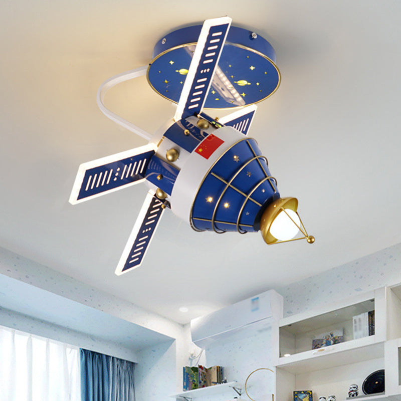 Modernist LED Flush Mount Ceiling Fixture with Metal Shade Blue Satellite Figure Flush Lighting - Blue - Clearhalo - 'Ceiling Lights' - 'Close To Ceiling Lights' - 'Close to ceiling' - 'Semi-flushmount' - Lighting' - 1637321