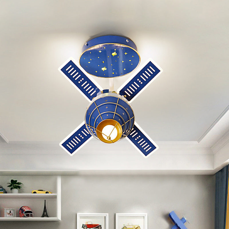 Modernist LED Flush Mount Ceiling Fixture with Metal Shade Blue Satellite Figure Flush Lighting - Clearhalo - 'Ceiling Lights' - 'Close To Ceiling Lights' - 'Close to ceiling' - 'Semi-flushmount' - Lighting' - 1637322
