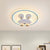 Pink/Yellow/Blue Round Flush Light Fixture Simple LED Metallic Flush Ceiling Light with Rabbit Pattern - Blue - Clearhalo - 'Ceiling Lights' - 'Close To Ceiling Lights' - 'Close to ceiling' - 'Flush mount' - Lighting' - 1637325