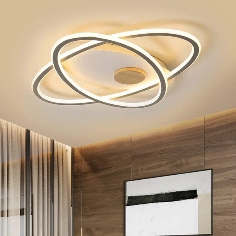 16.5"/20.5" W Oval Acrylic Ceiling Lamp Simplicity LED Grey Semi Flush Mount Lighting in Warm/Color-Changing Light Grey Clearhalo 'Ceiling Lights' 'Close To Ceiling Lights' 'Close to ceiling' 'Semi-flushmount' Lighting' 1637337