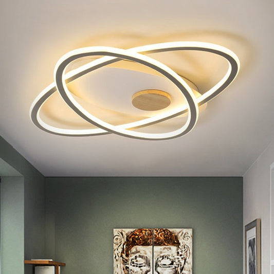 16.5"/20.5" W Oval Acrylic Ceiling Lamp Simplicity LED Grey Semi Flush Mount Lighting in Warm/Color-Changing Light Clearhalo 'Ceiling Lights' 'Close To Ceiling Lights' 'Close to ceiling' 'Semi-flushmount' Lighting' 1637338