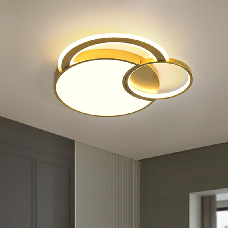 Metallic Interlaced Circle Ceiling Lamp Minimalism LED Gold Flush Mount Lighting in Warm/White Light, 16"/19.5" Width - Gold - Clearhalo - 'Ceiling Lights' - 'Close To Ceiling Lights' - 'Close to ceiling' - 'Flush mount' - Lighting' - 1637352