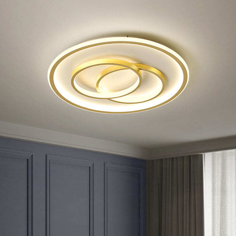 Metallic Crossed Ring Ceiling Fixture Contemporary Black/Gold LED Flush Mount Lighting in Warm/White Light, 16.5"/20.5" W - Gold - Clearhalo - 'Ceiling Lights' - 'Close To Ceiling Lights' - 'Close to ceiling' - 'Flush mount' - Lighting' - 1637357