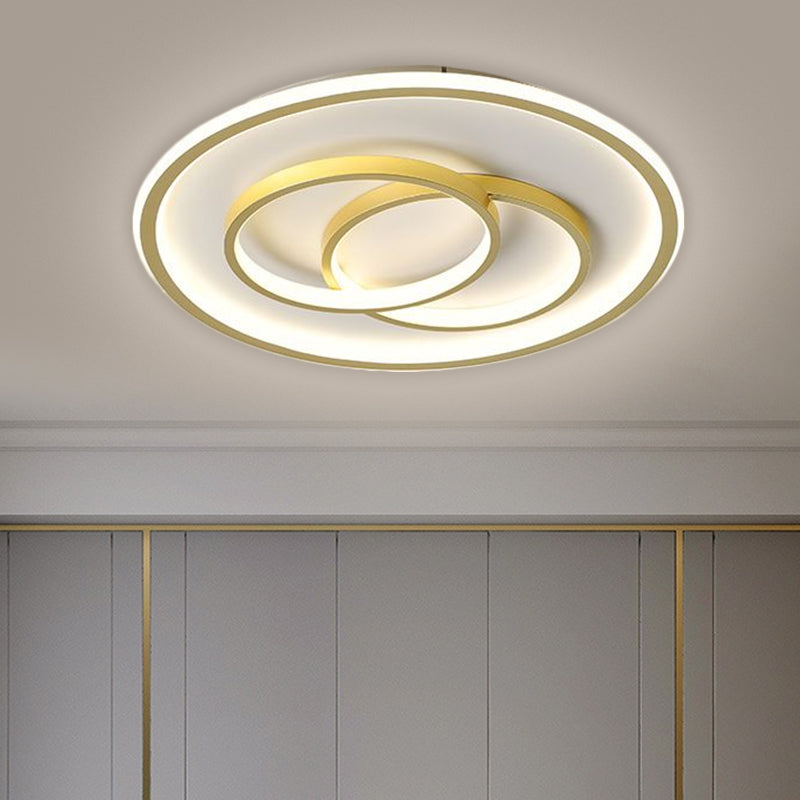 Metallic Crossed Ring Ceiling Fixture Contemporary Black/Gold LED Flush Mount Lighting in Warm/White Light, 16.5"/20.5" W - Clearhalo - 'Ceiling Lights' - 'Close To Ceiling Lights' - 'Close to ceiling' - 'Flush mount' - Lighting' - 1637358
