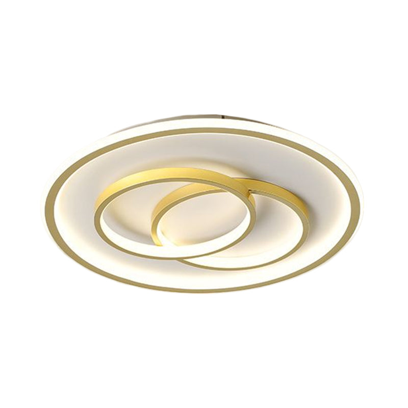 Metallic Crossed Ring Ceiling Fixture Contemporary Black/Gold LED Flush Mount Lighting in Warm/White Light, 16.5"/20.5" W - Clearhalo - 'Ceiling Lights' - 'Close To Ceiling Lights' - 'Close to ceiling' - 'Flush mount' - Lighting' - 1637359