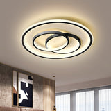 Metallic Crossed Ring Ceiling Fixture Contemporary Black/Gold LED Flush Mount Lighting in Warm/White Light, 16.5"/20.5" W - Clearhalo - 'Ceiling Lights' - 'Close To Ceiling Lights' - 'Close to ceiling' - 'Flush mount' - Lighting' - 1637363