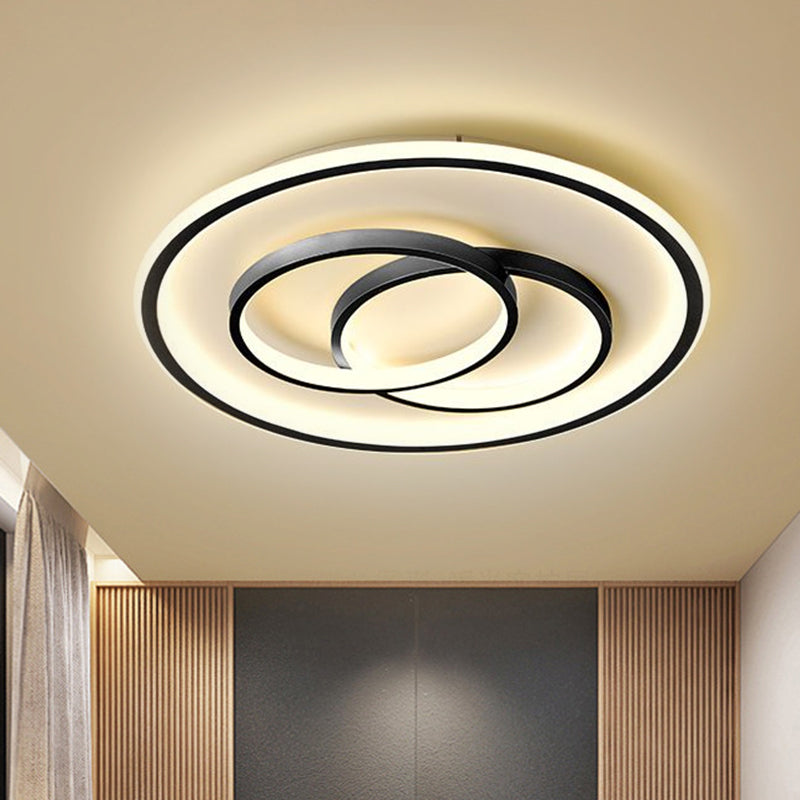 Metallic Crossed Ring Ceiling Fixture Contemporary Black/Gold LED Flush Mount Lighting in Warm/White Light, 16.5"/20.5" W - Clearhalo - 'Ceiling Lights' - 'Close To Ceiling Lights' - 'Close to ceiling' - 'Flush mount' - Lighting' - 1637364