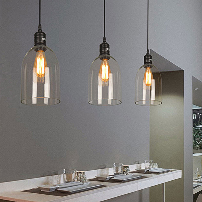 One Bulb Jug Style Pendant Lighting Fixture Industrial Black Clear Glass Hanging Ceiling Light Clear Clearhalo 'Ceiling Lights' 'Close To Ceiling Lights' 'Glass shade' 'Glass' 'Industrial Pendants' 'Industrial' 'Middle Century Pendants' 'Pendant Lights' 'Pendants' 'Tiffany' Lighting' 163740